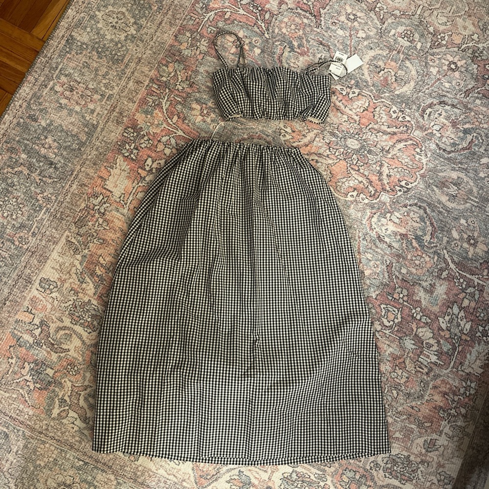 NWT French Connection Black and White Gingham Two-Piece Set
